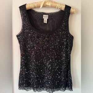 Chico's Sparkling Black Sequin Tank Top